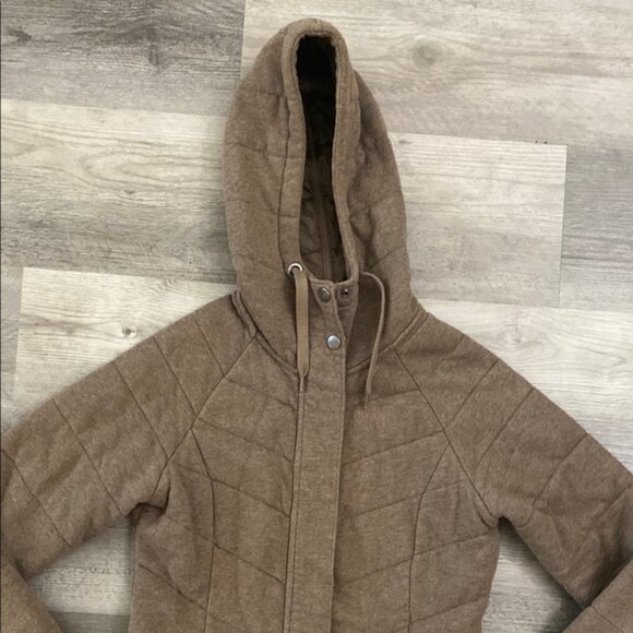 The North Face Puffer Jacket Hooded Women's XS Brown Heather Zip Pockets Quilted - Picture 14 of 15